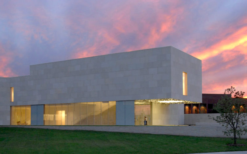Nerman Museum of Contemporary Art at sunset
